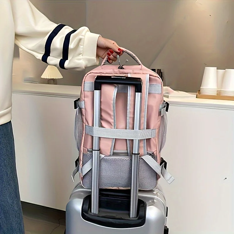 남성 여성을위한 1PC 대용량 여행 배낭 수하물 스트랩 및 USB 충전 포트 배낭이있는 도난 방지 캐주얼 데이 팟 가방