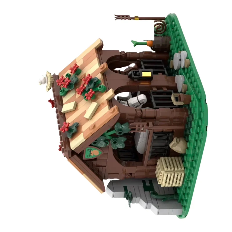431-Piece MOC Building Blocks Kit - Forestmen Stables Model, Unique Architectural Toy, Perfect Holiday Gift for Architecture Ent