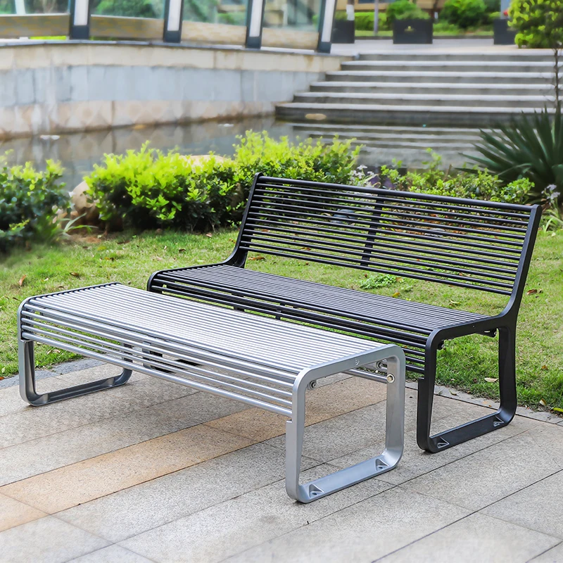 

Park outdoor bench square community double backrest long stool outdoor waterproof sunscreen wrought iron leisure seat