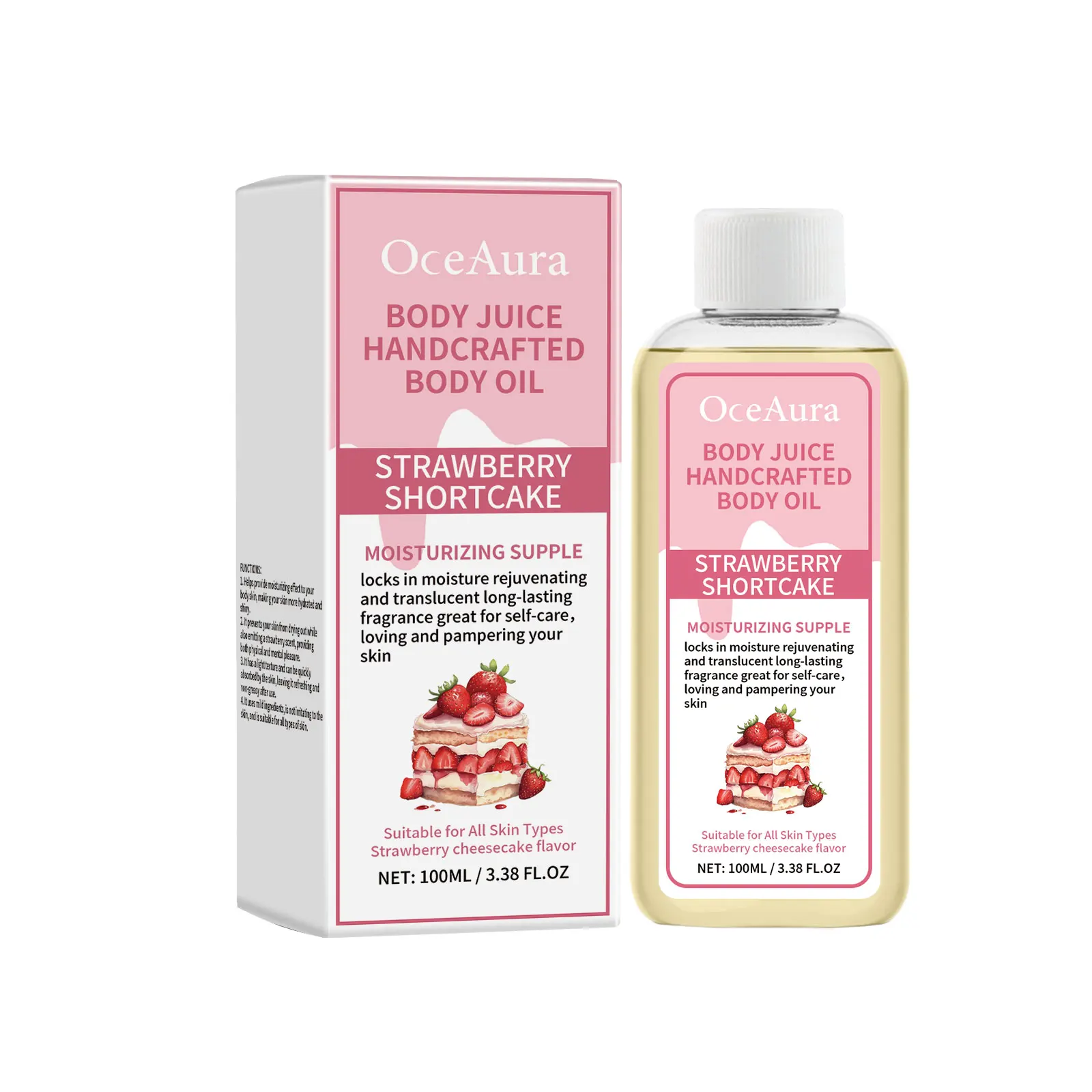 

OceAura Strawberry Body Care Oil Refreshing Fragrant Strawberry Gentle Moisturizing Body Skin Essential Oil 3pcs