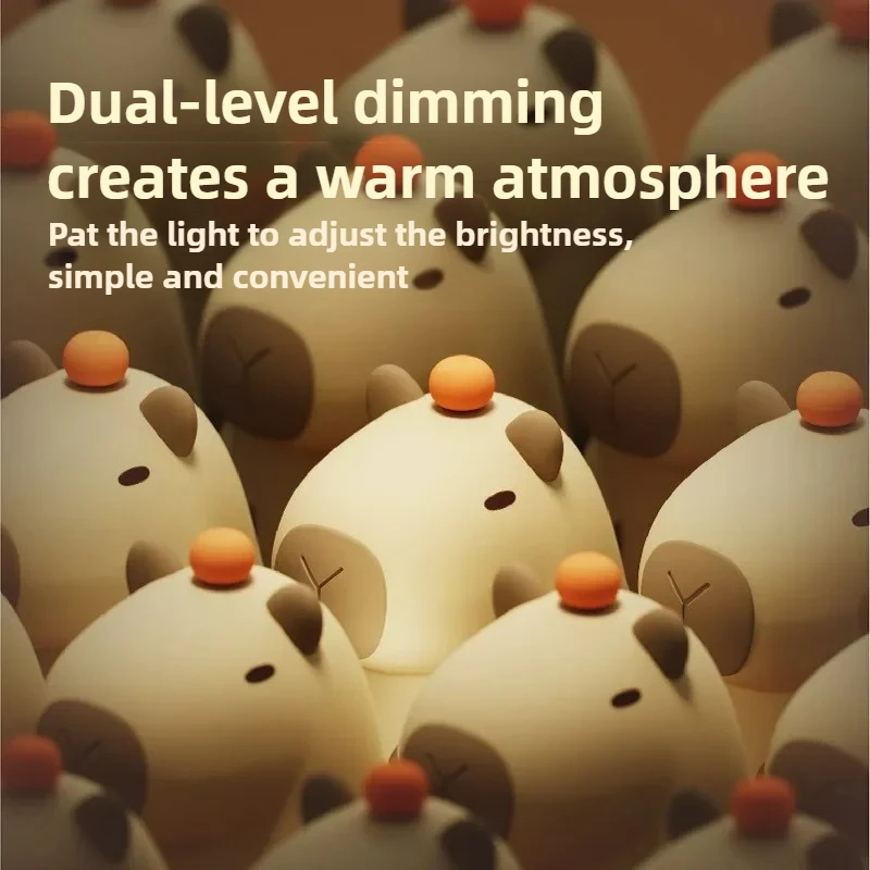 Capybara Lamp,Rechargeable Dimmable Light,Lamp for Bedroom,Touch Control,Bedroom Mood Lighting,Silicone-based,Kids Gift