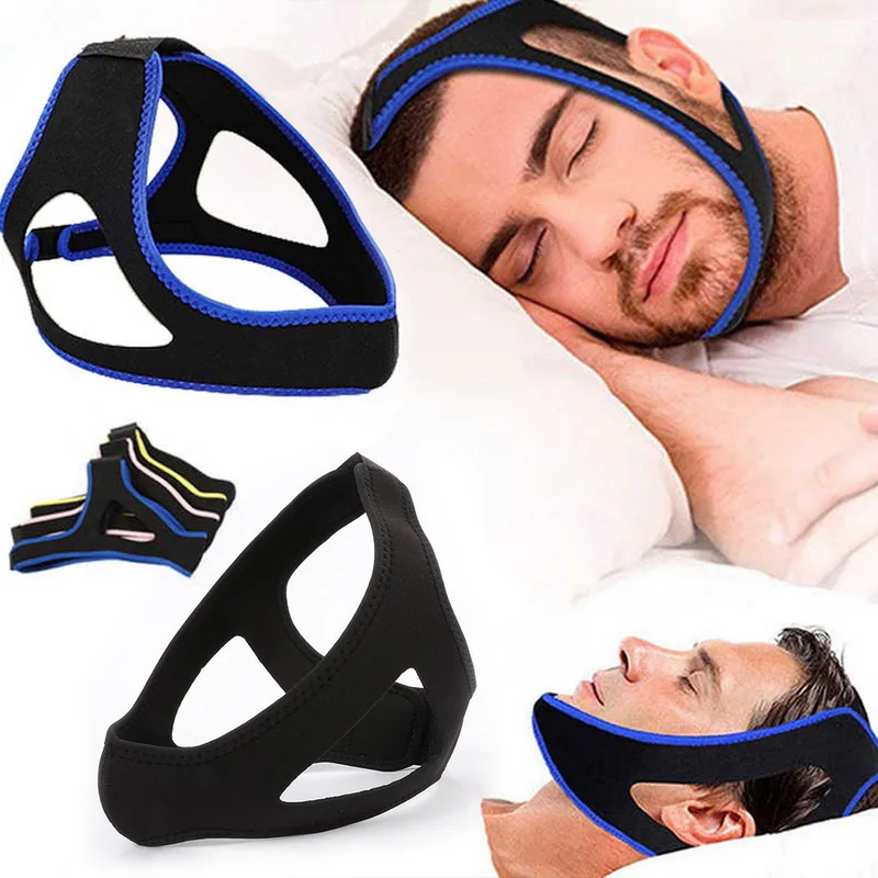 Sabuk Anti dengkur tali dagu segitiga hadiah pelindung mulut untuk wanita pria lebih baik perban penghenti dengkul kesehatan bantuan tidur