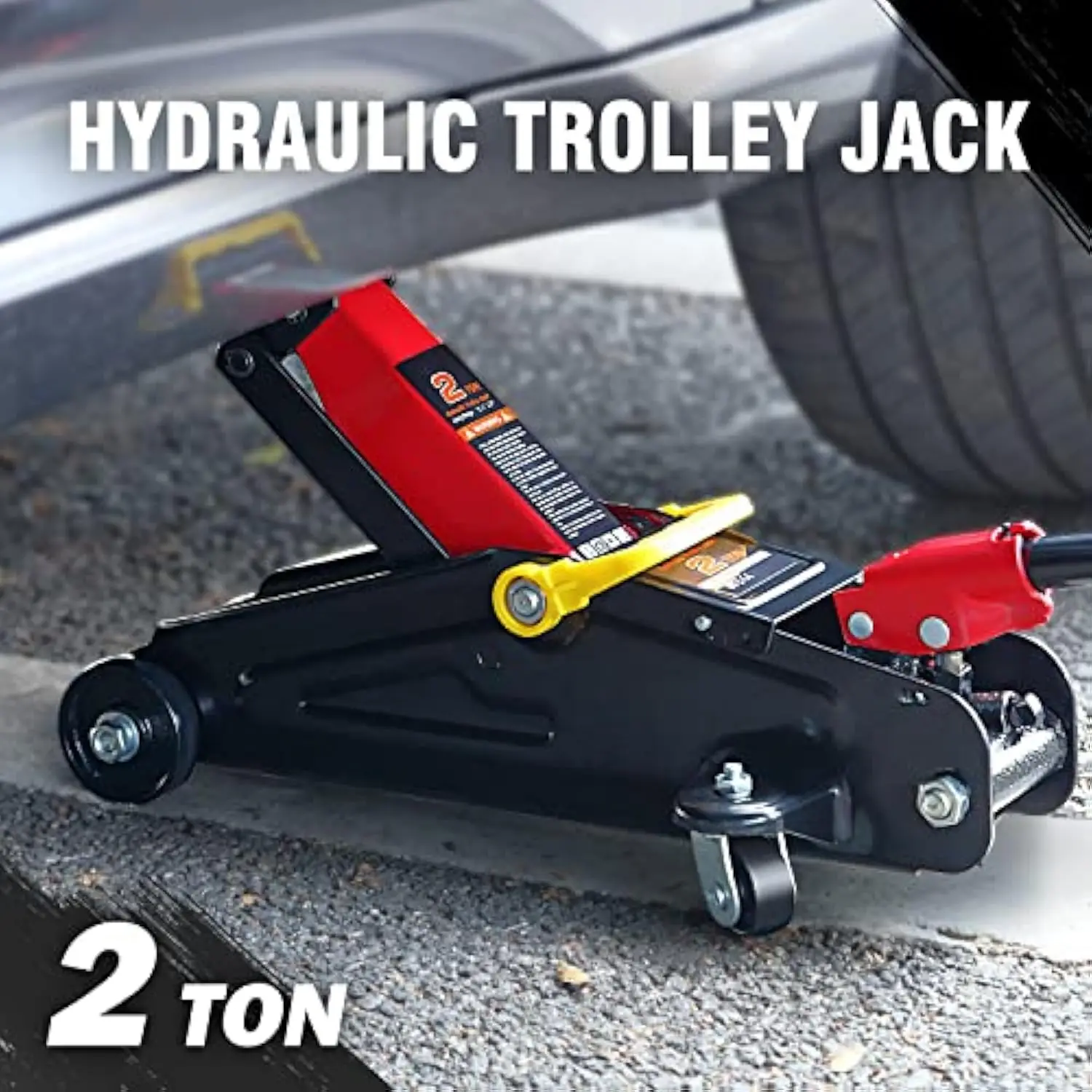 TOOLS-00234 Low Profile Hydraulic Trolley Service/Floor Jack, 2 Ton (4000 lbs) Capacity, Lifting Range 5.1