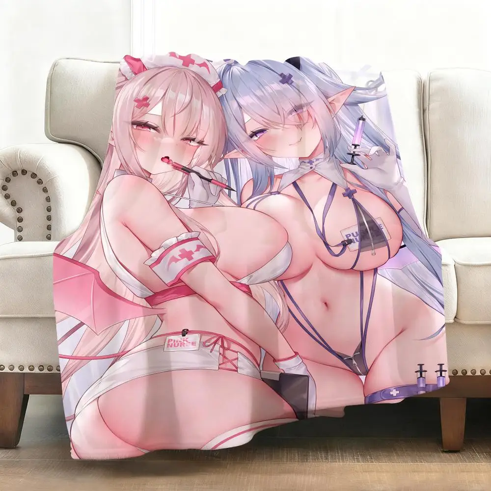 

Мягкое фланелевое одеяло в стиле аниме для сексуальной девушки, теплое, приятное для кожи покрывало на колено, для дивана, офисной кровати, для путешествий, зимы, большого размера
