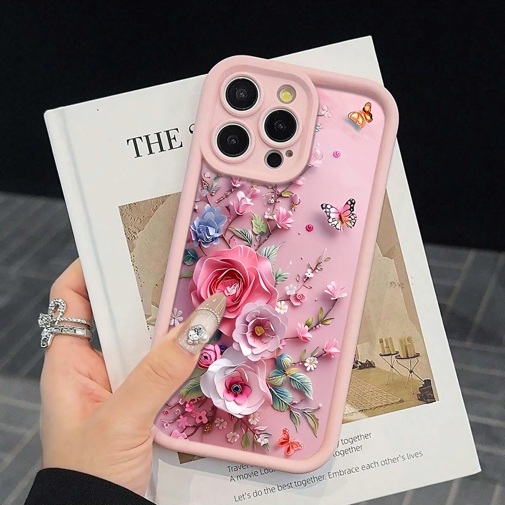 Luxury Strap Coquet Flowers Pattern Case For iPhone 17 15 16 14 Pro Max Plus Cases For iPhone 11 12  13 XR 7 With Lanyard Cover view 6