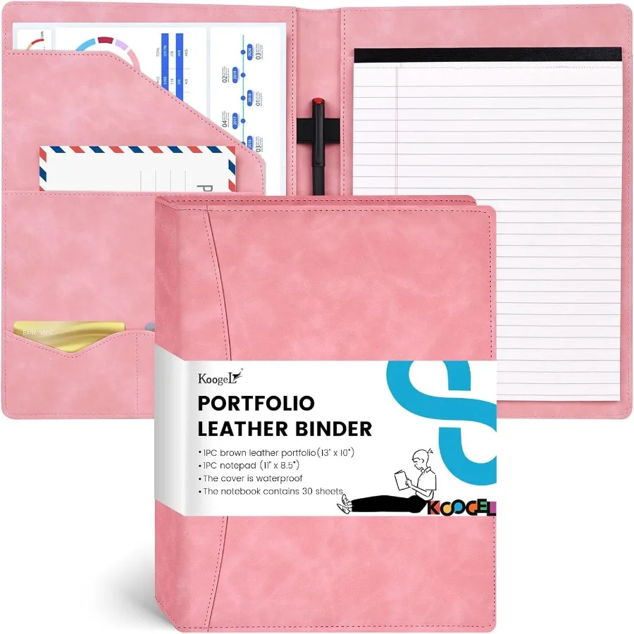 Padfolio Portfolio مجلد حافظة جلدية محفظة الموثق 13x10 ih لوحة الكتابة القانونية لمنظم المستندات المفكرة التجارية #1