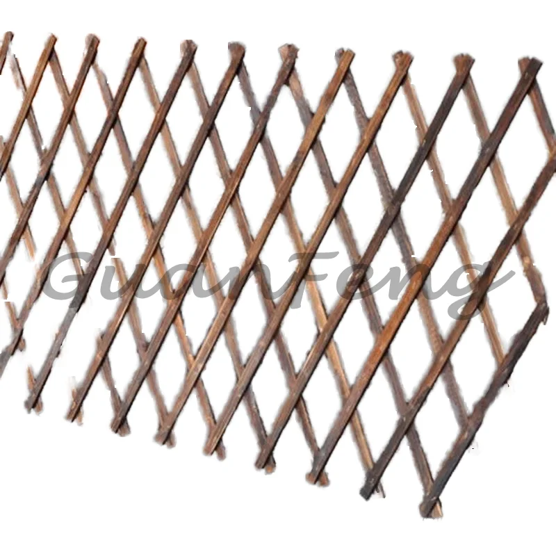 Easy‑to‑Assemble Carbonized Anti‑Corrosion Telescopic Wooden Lattice Fence Outdoor Vine Plant Climbing Trellis