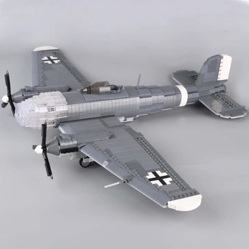 WW2 German Soldier Figures Heinkel He 111 Bomber Model Building Block Military Aircraft Fighter Weapon Assemble Bricks Toy Gifts