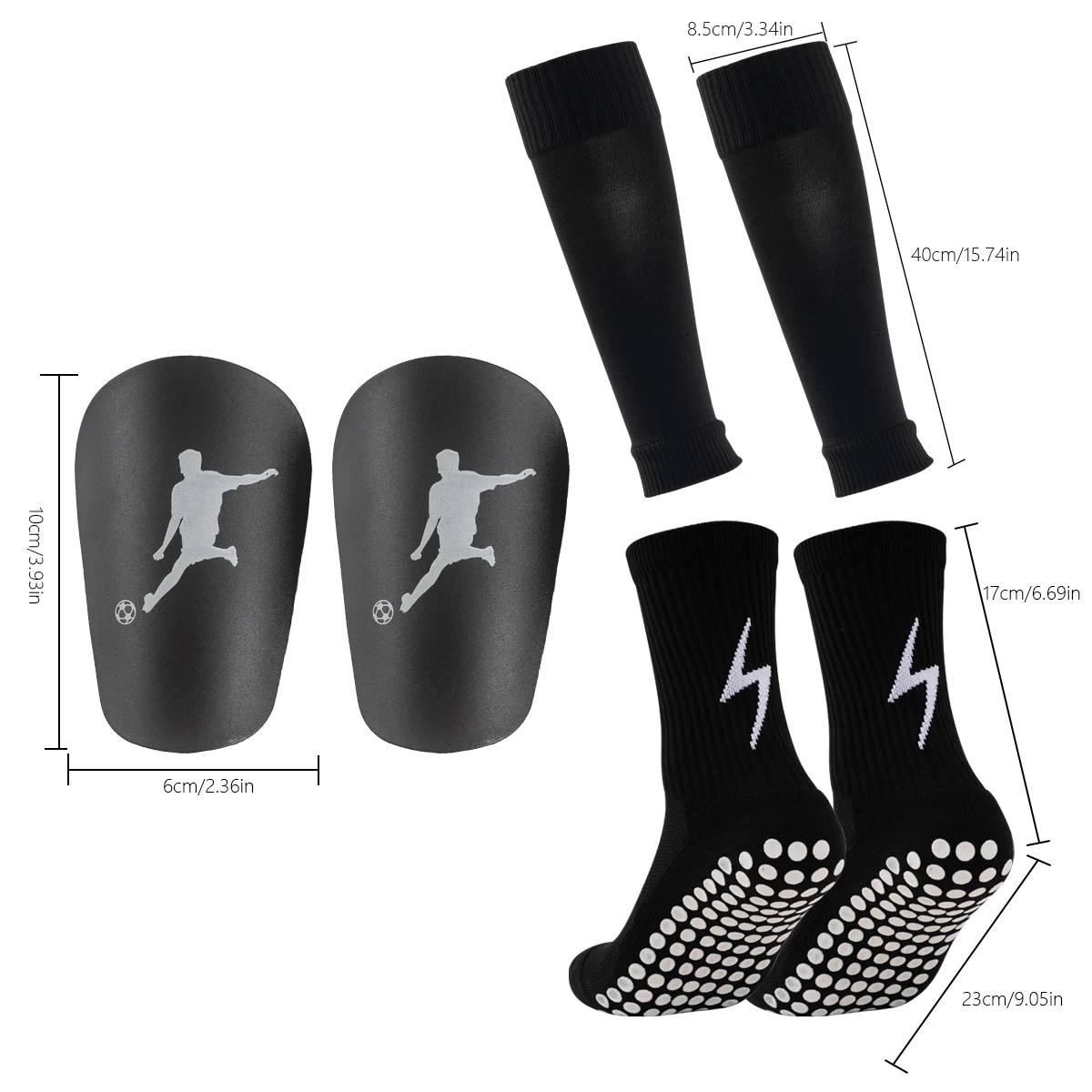 Juego de 3 piezas para adultos, calcetines de tubo corto gruesos, conjunto de correa de placa protectora de pierna para hombres y mujeres, dispensación de calcetines antideslizantes de Dios