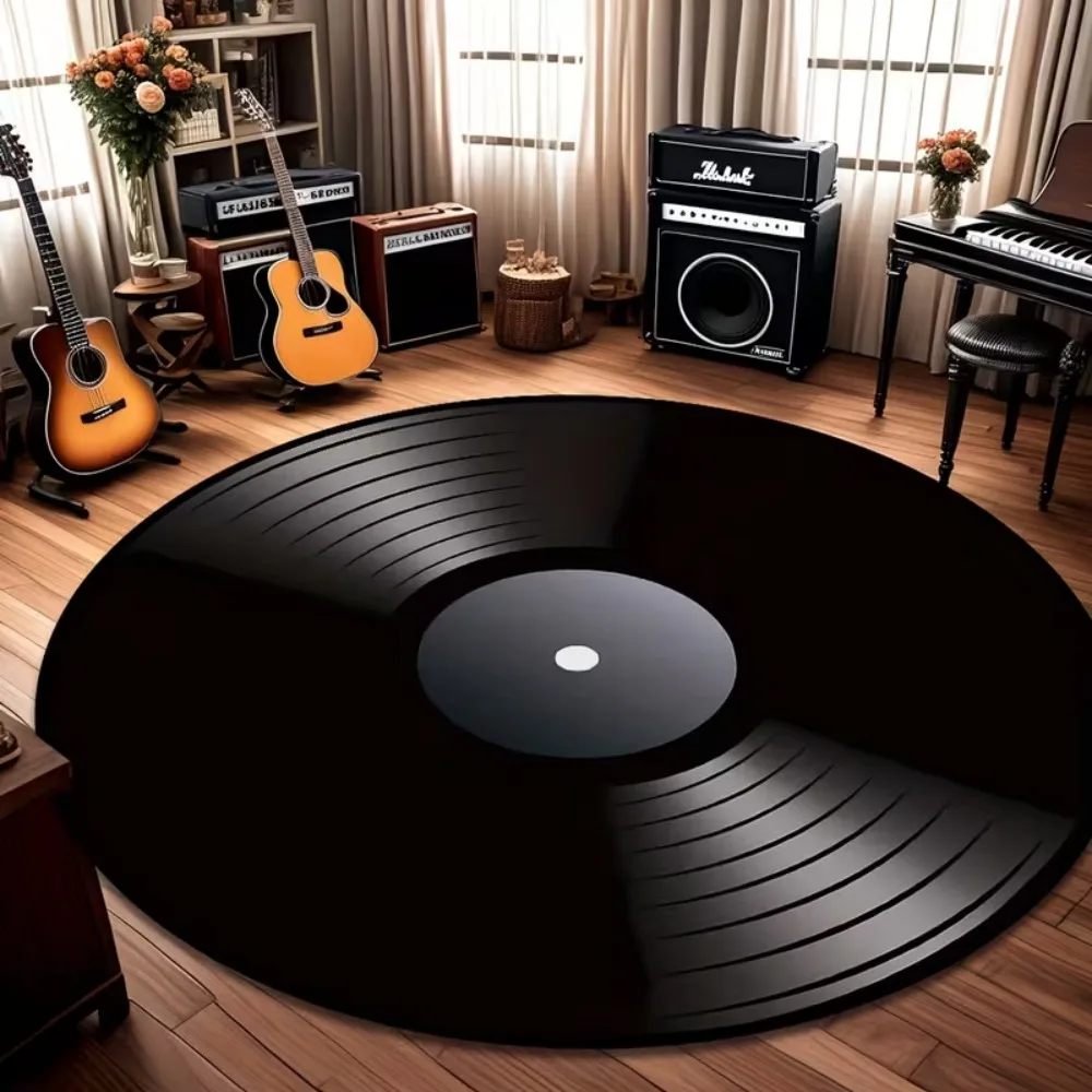 Retro Vinyl Record Carpet Music Practice Room NonSlip Rug for Living Room, Bedroom, Office Decor Perfect Gift for Music Lovers