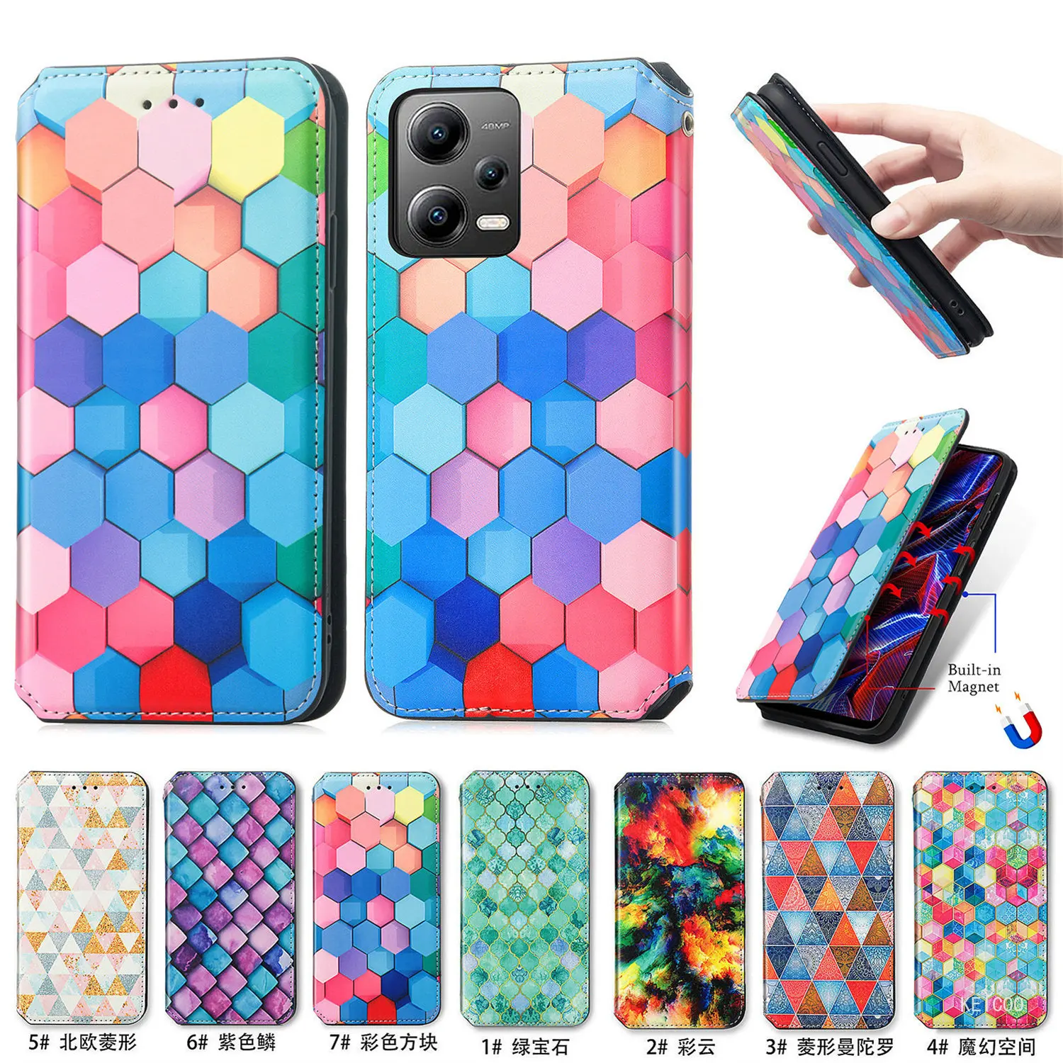 Fashion Color Matching Non-slip Leather Case for Xiaomi Poco X5 X5 Pro X 5 X5Pro Phone Holder Card Slots Wallet Cases Coque