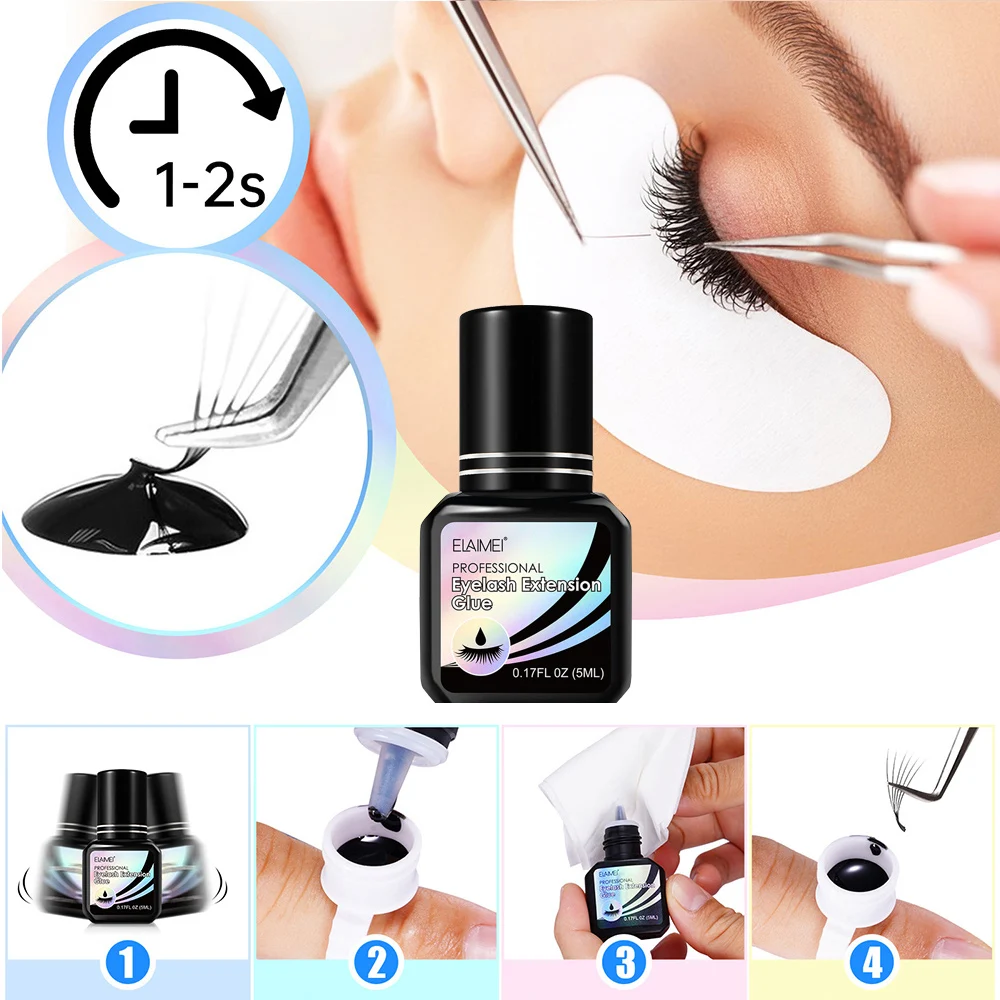 5ml schwarzer schnell trocknender Wimpern kleber langlebiger wasserdichter Wimpern kleber für Wimpern verlängerung DIY Wimpern verlängerung zubehör