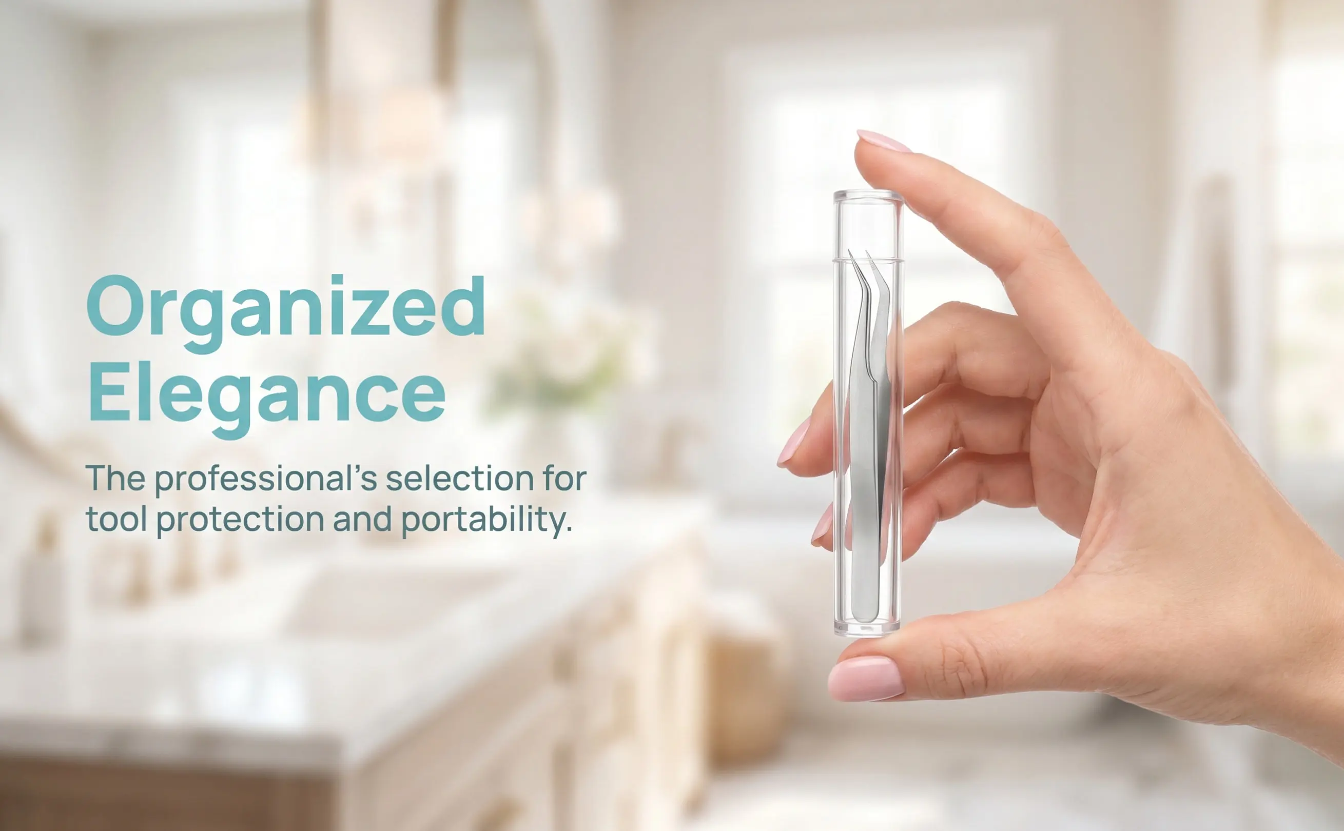 2Pcs Eyelash Tweezer Holder Case Round Clear Tube Container Secure Cap Design for Safe Travel and Daily Use Organizer