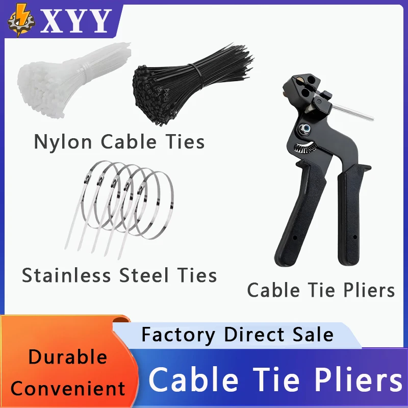 

Plastic Nylon Cable Tie Self-Locking 304 Stainless Steel Cable Tie Fastening Cable Strap Tension Cable Tie Plier Cutting Tool