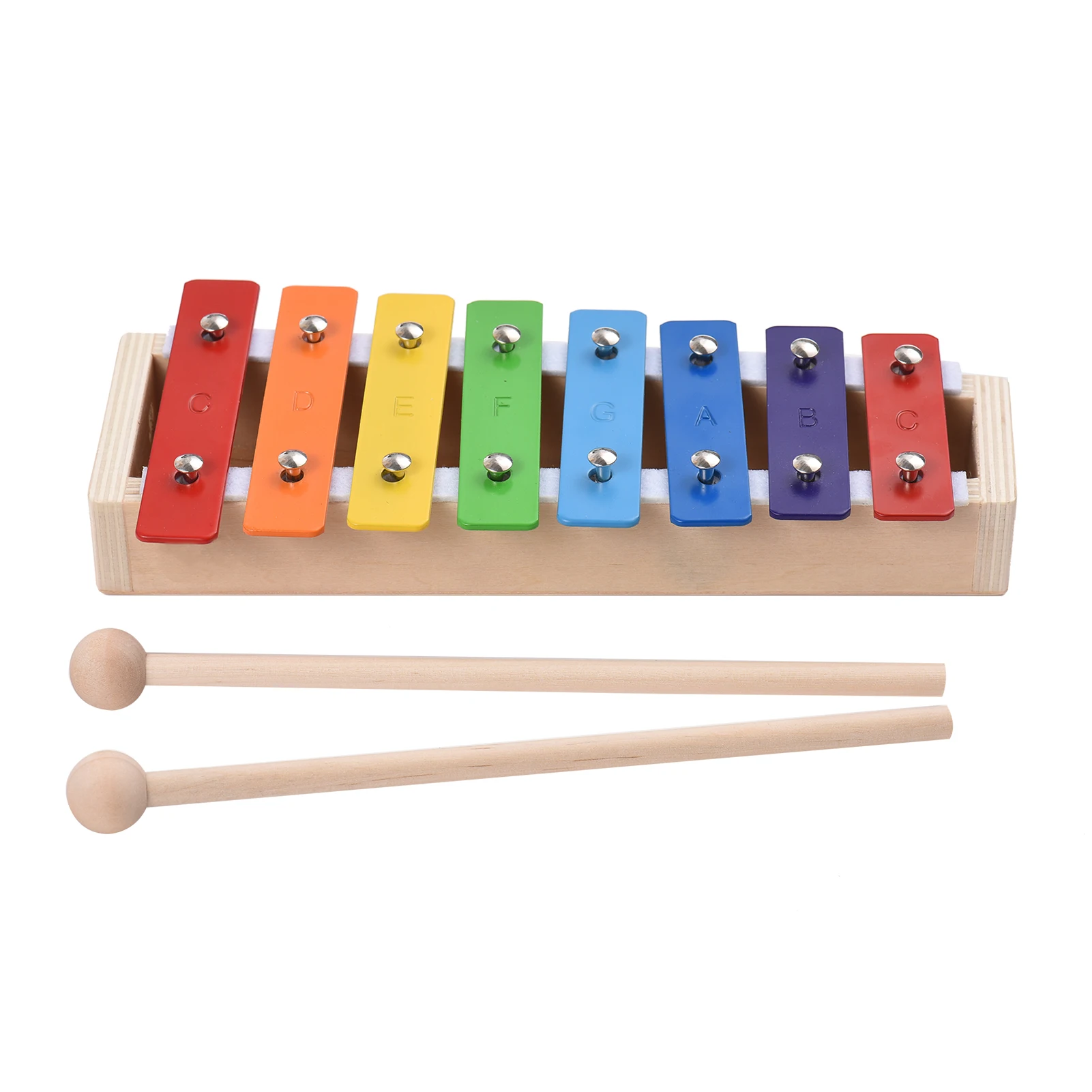 8 Keys Compact Size Xylophone Glockenspiel with Wooden Mallets Percussion Musical Instrument Toy Gift for Kids Children Students