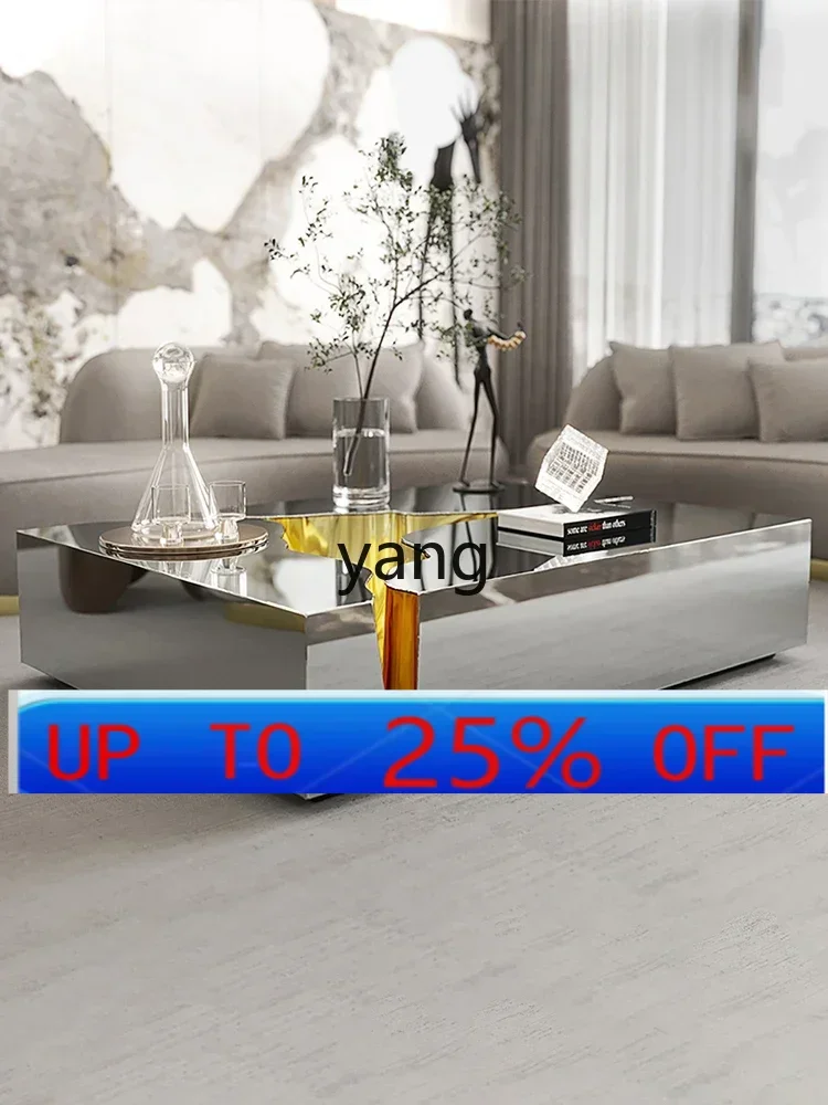 

ltt Modern Minimalist Square Coffee Table Living Room Light Luxury Stainless Steel Tea Table Model Room