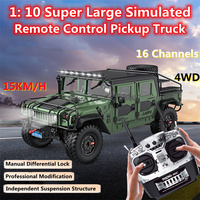 Professional 1:10 Metal Remote Control Pickup Truck 16CH 4WD Off Road Differential Lock Brake Mode Smulate Smoke Light RC Truck