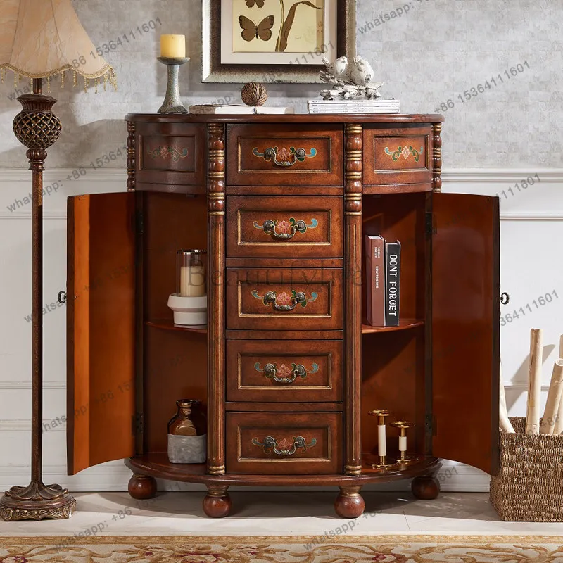XX. American entrance, chest of drawers entering the entrance, semi-round table, entry decorative cabinet