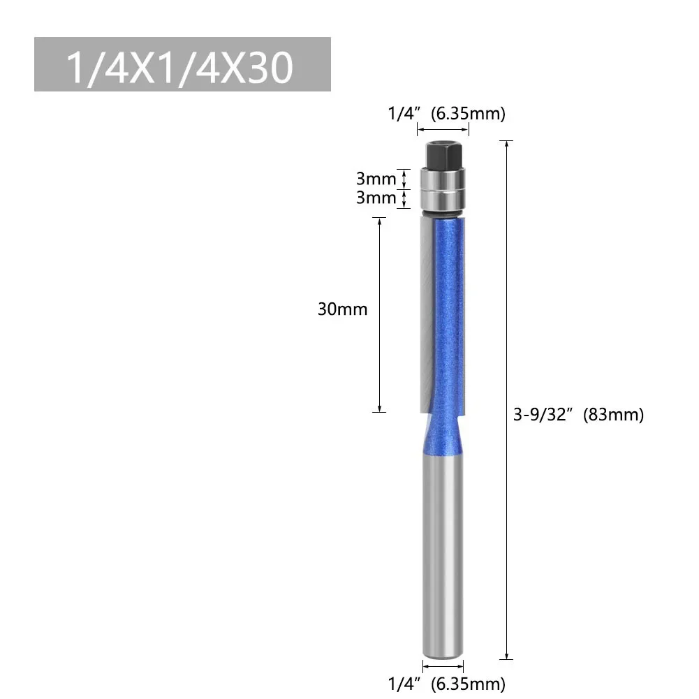 

1 Pc Milling Cutter 1/4 Shank Trim Router Bit With Bearing For Wood Template Trimming Carpentry Woodworking Tools Accessories