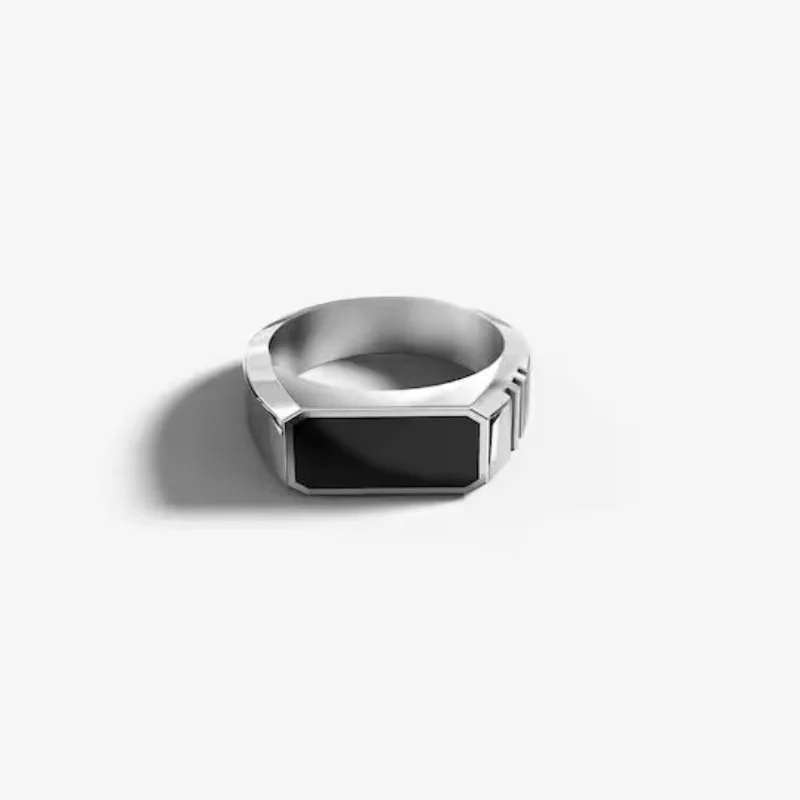 Men\'s Ring Drip Oil Electroplated Gold and Silver Ring Men\'s Trendy Hip Hop Square Ring Aggressive Personality Retro Men\'s Ring