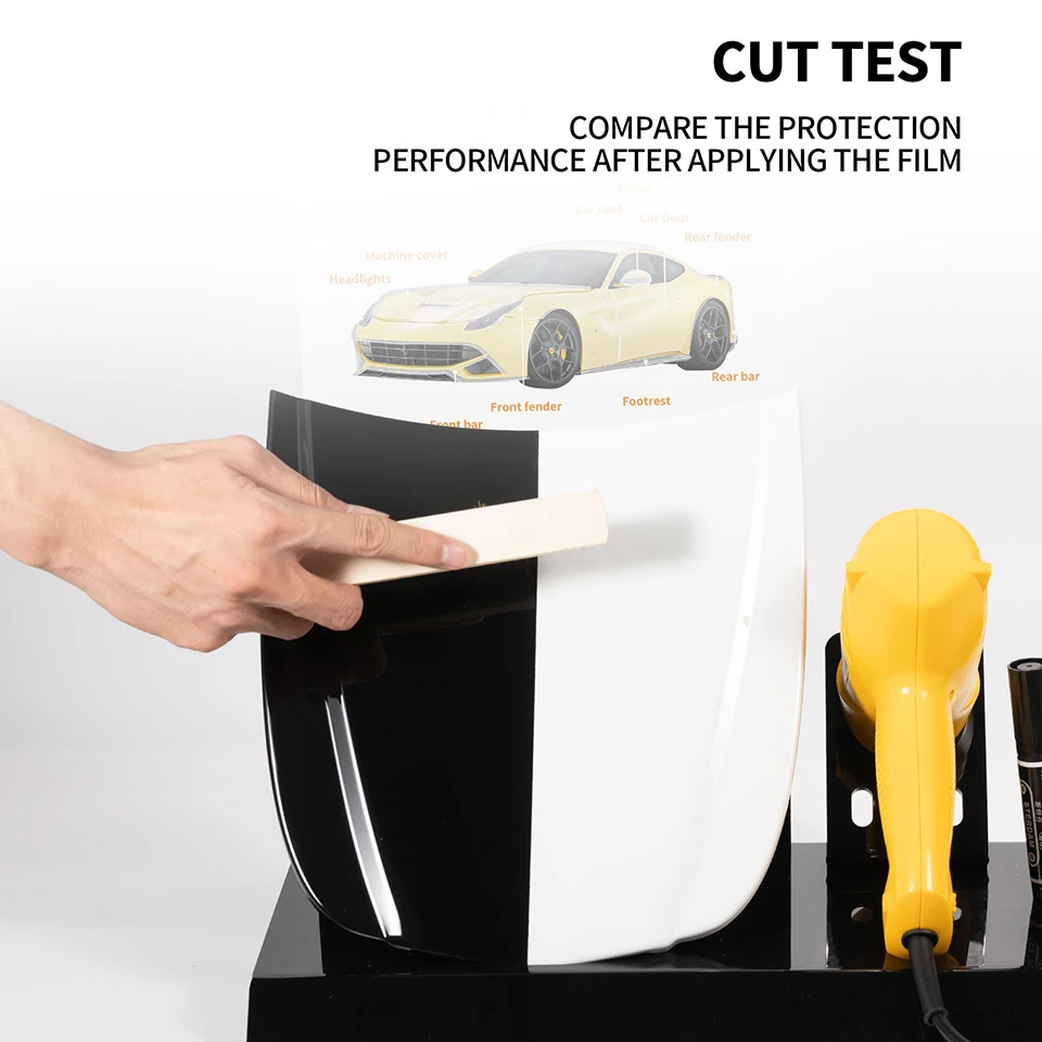 PPF Demo Display Stand with Acrylic Holder & Hood Model, PPF Scratch Self Healing / Stain Resistance Test Kit with Heat Gun 648C