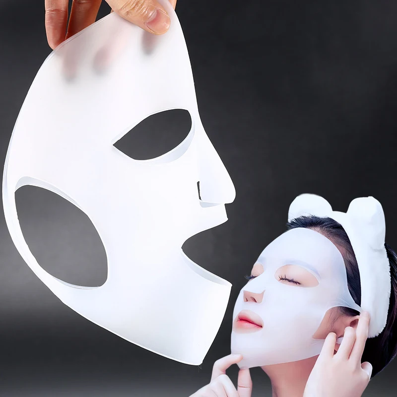 Capa de máscara de silicone, máscara fixa montada na orelha para hidratar e absorver essência, ferramenta de cuidados faciais reutilizável