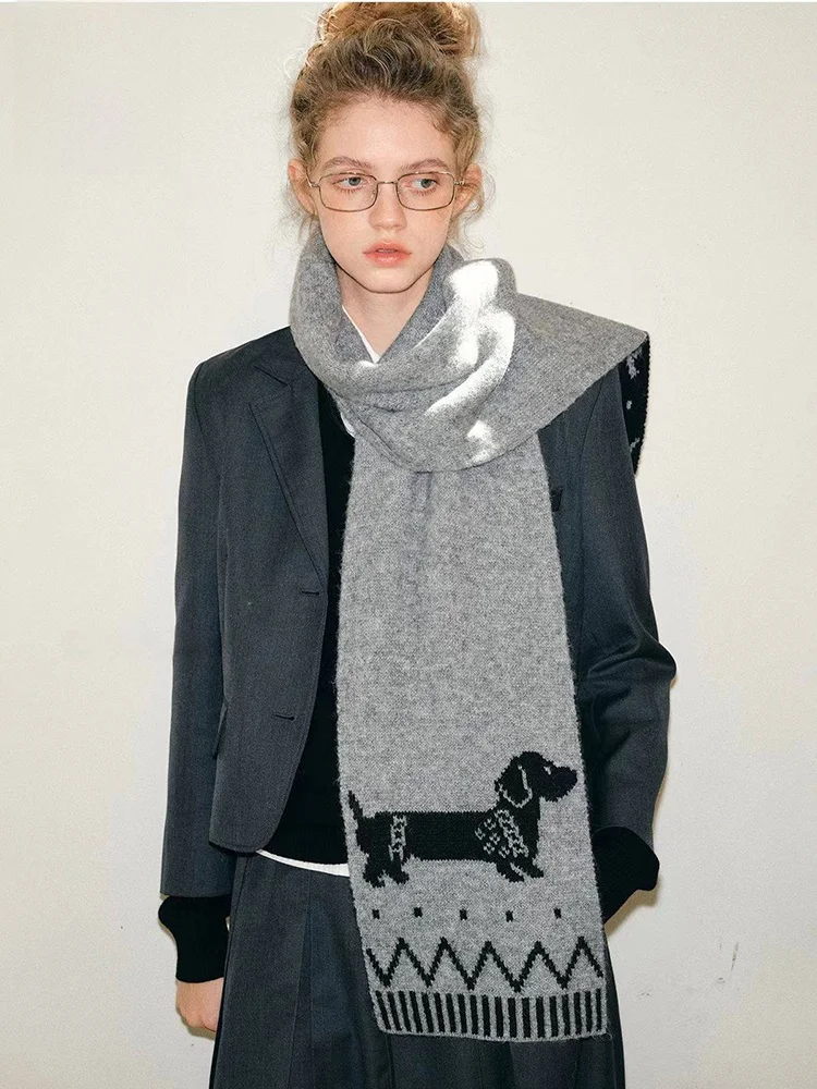 canary-kiss-Echarpe-rectangulaire-longue-pour-femme-motif-chien-saucisse-style-coreen-deux-en-un-pour-etudiante-chaude-automne-hiver