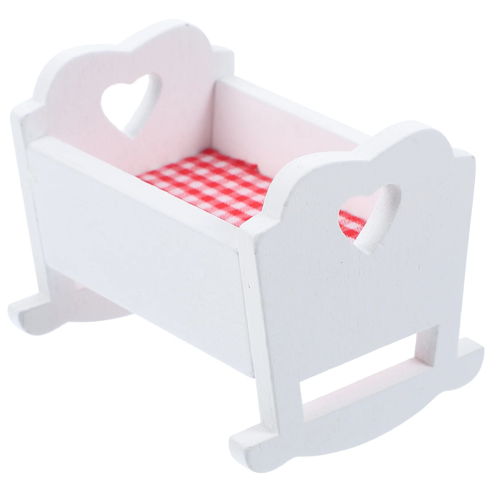 

House Cradle Bed Miniature Baby Furniture Wooden Room Cloth Accessory Crib Decor Accessories