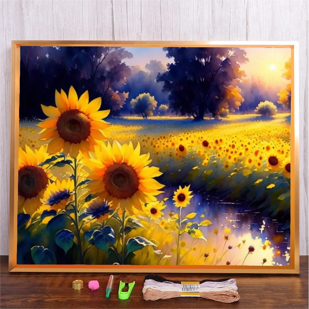 

Sunflower Landscape Patterns Counted Cross Stitch 11CT 14CT DIY Cross Stitch Kits Embroidery Needlework Sets Adults Handicraft