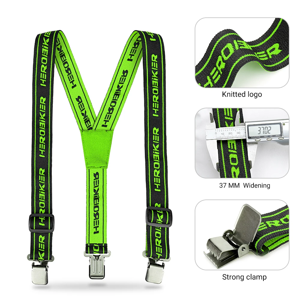 

HEROBIKER High Elastic Adjustable Y Back Suspender Straps Motorcycle Duty Braces Pant Suspenders Motocross Pants Suspenders