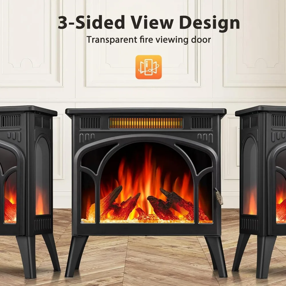Electric Fireplace Heater Portable Electric Fireplace Stove Heater Indoor,12 Flame Colors,12 Flame Bed Colors,5 Flame