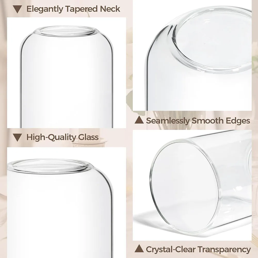 Glass Bud Vases Blown Modern Small Glass Vases for Centerpieces,Mini Clear Bulk Flower Vases for Wedding Party Events Home Decor