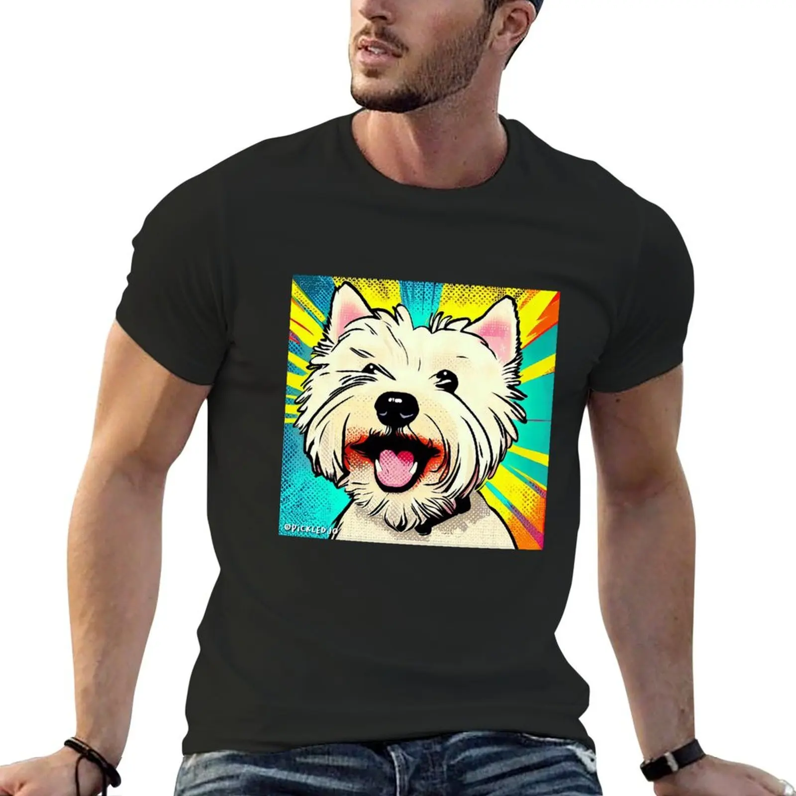 

Happy Westie Pop Art T-Shirt animal prinfor boys graphic tee shirt oversizeds tshirts for men