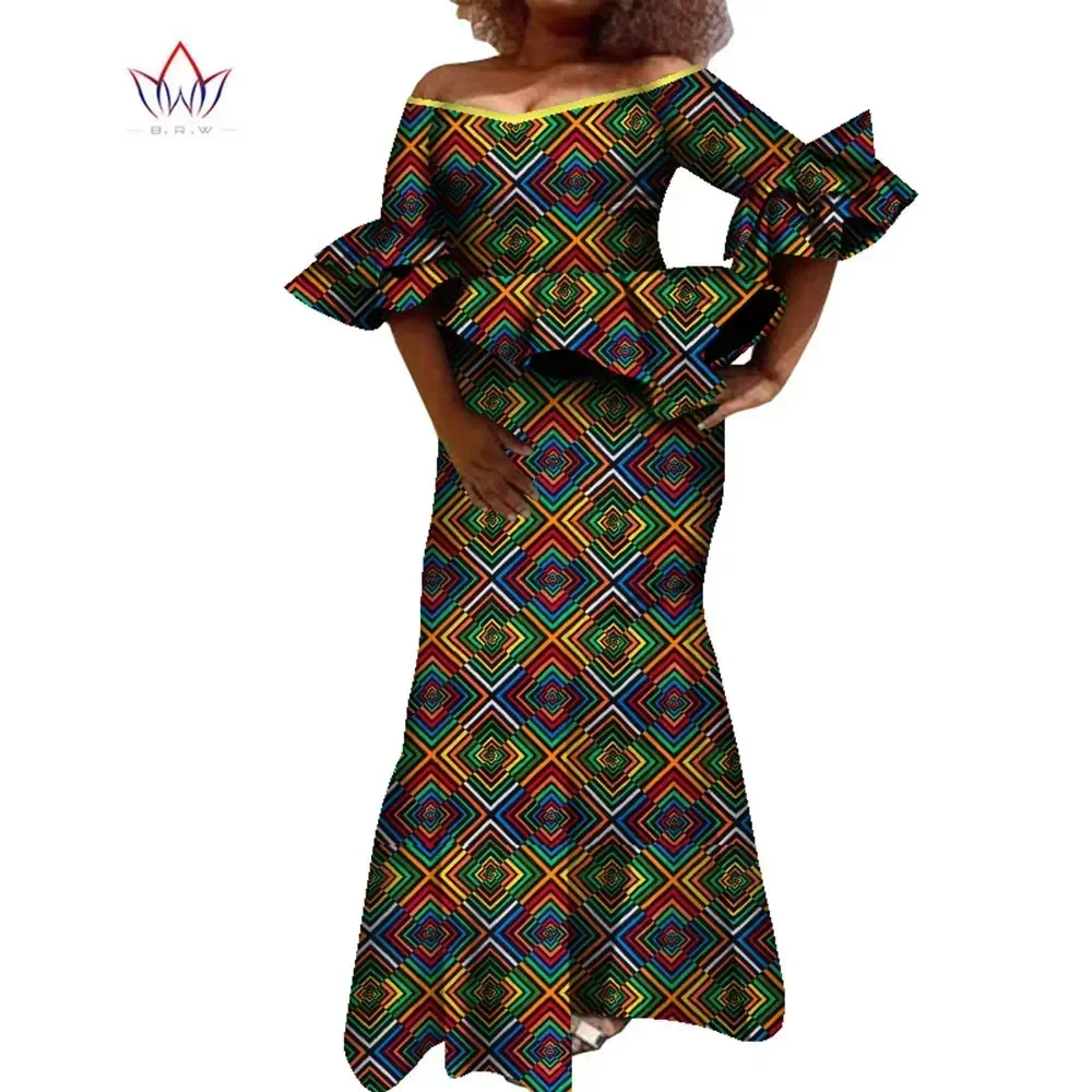 مضيئة كم المرأة تنورة مجموعة Dashiki أنقرة حفلة 2 قطعة مجموعات بلوزات وتنورة مجموعات للنساء الملابس النسائية الأفريقية WY8431 #5