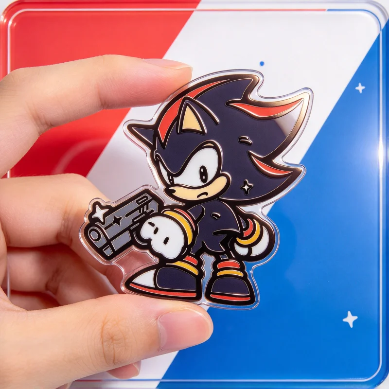 SoNic HedGehog Acrylic Pins 2pcs Set,SoNic&ShaDow With WeaPons Lapel Brooch, Cartoon Badge, Fan Collectible Art Pin Gift