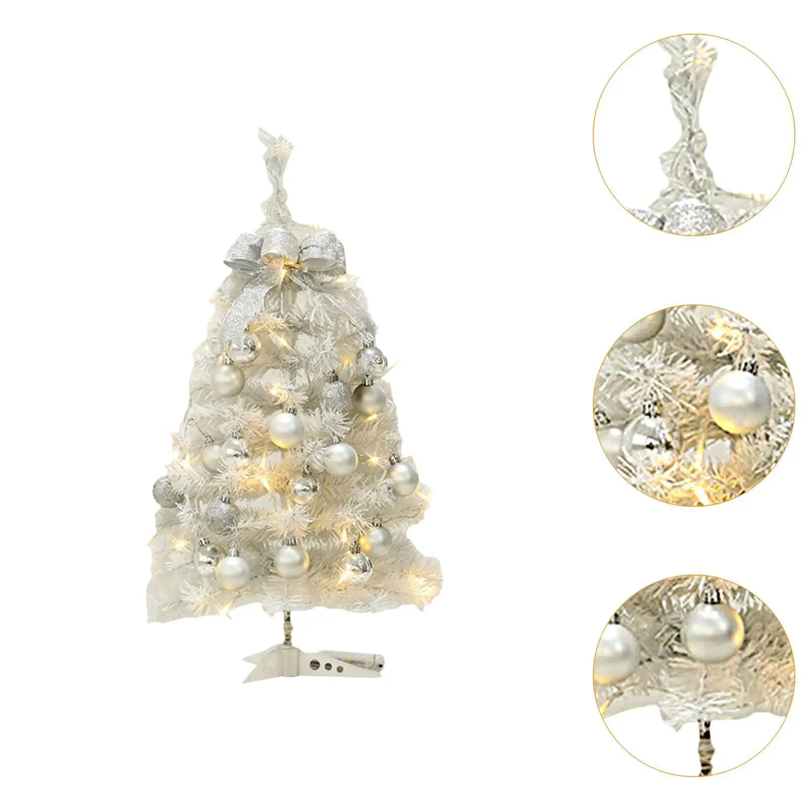2024 nuevo árbol de navidad blanco: decoración de escritorio compacta con luces LED y