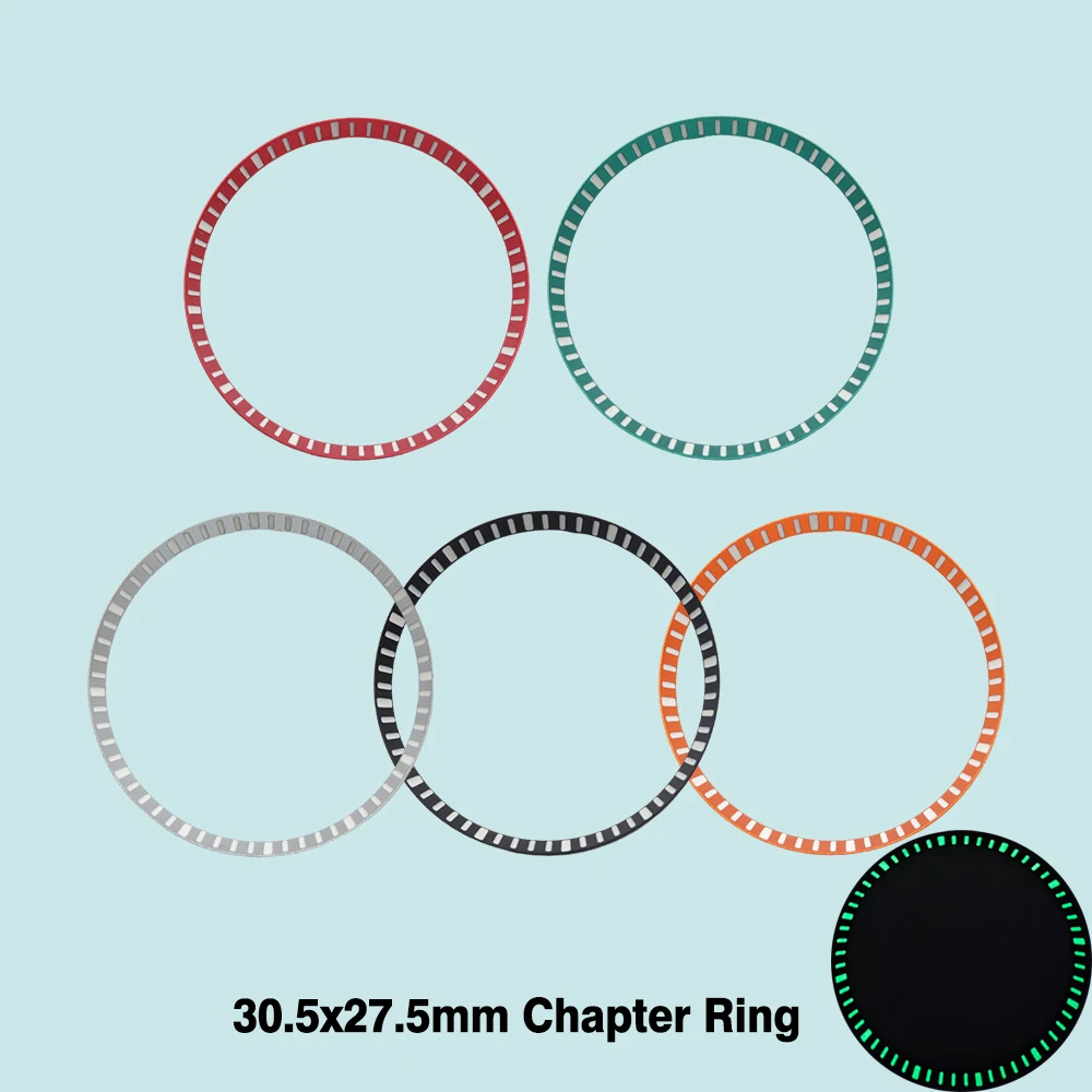 

30.5mm Green Luminous Chapter Ring Inner Shadow Fit For SKX007 SKX009 SRPD Watch Case Black Silver Green Watch Chapter Ring Part