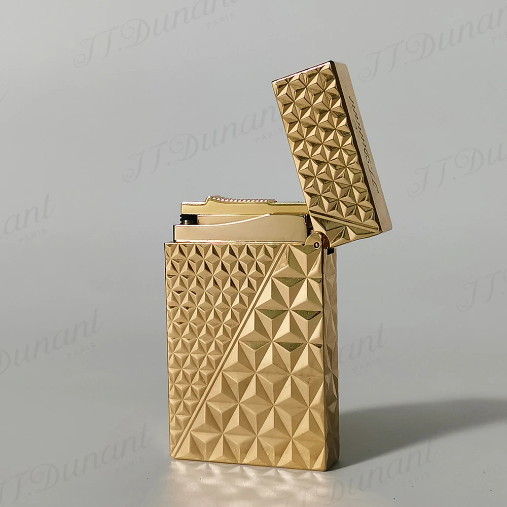 JT Dunant Gas Lighters Butane Rechargeable Bright Sound L2 Classic Smoking Tools For Father's Christmas Gift Brass Handmade