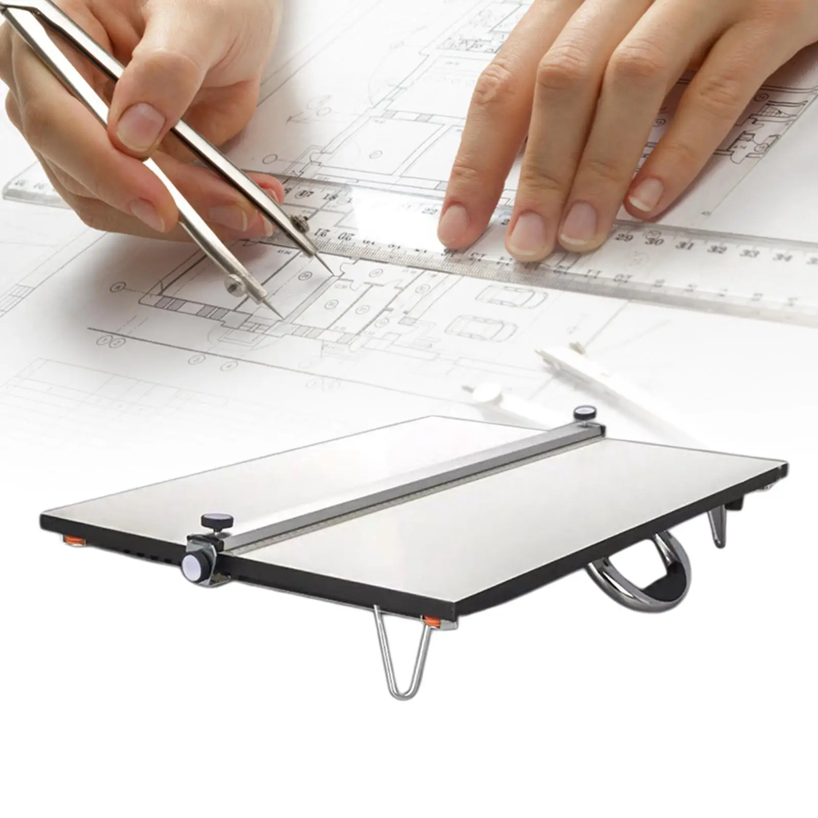 A2 Drawing Board Professional Drafting Table Architectural Technical Adjustable Angle with Parallel Bar Support Legs for Artist