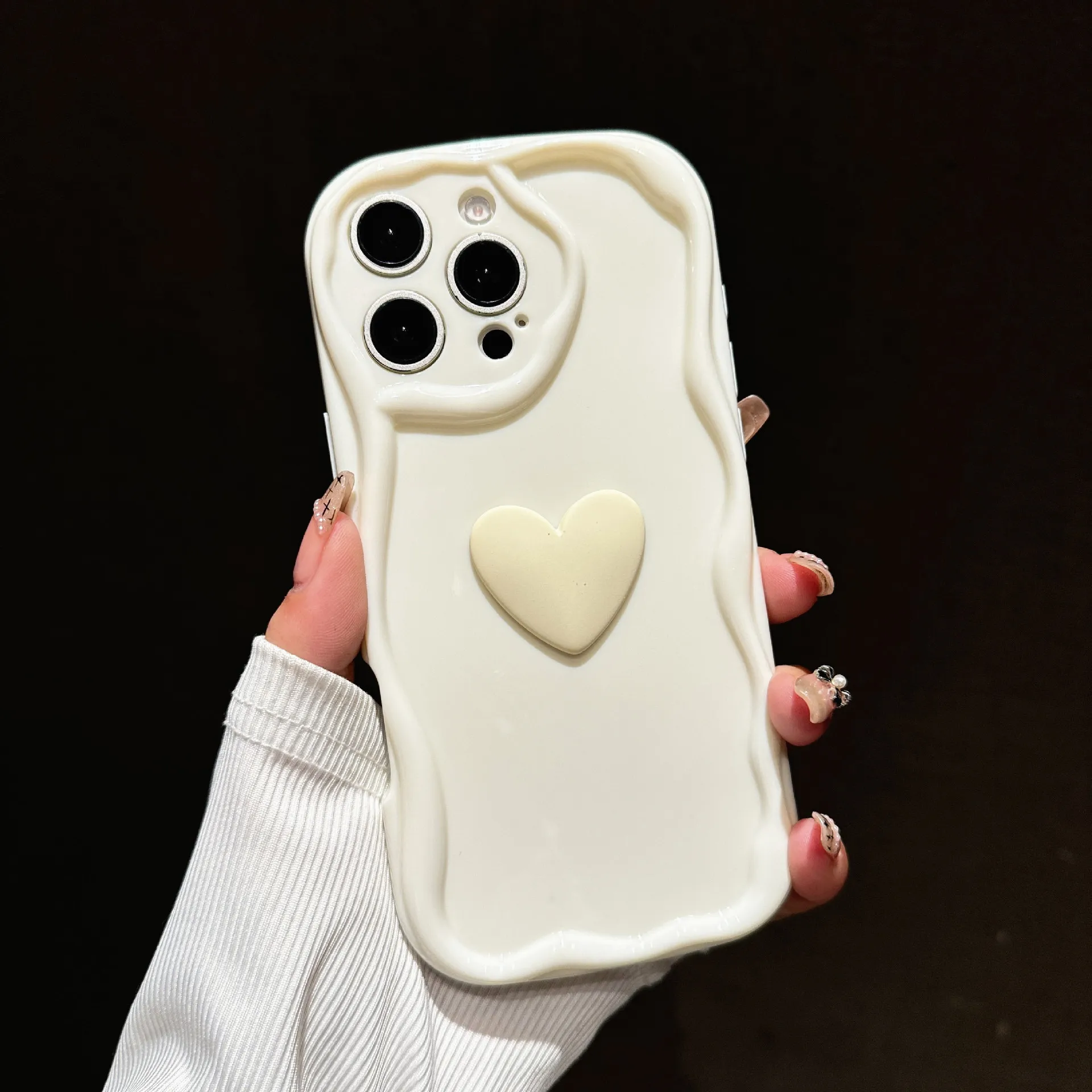 ثلاثية الأبعاد موجة لطيف الحب القلب للصدمات قضية الهاتف لسامسونج غالاكسي A16 A26 A36 A56 A55 A54 A52 A53 A24 S25 S24 S23 الترا S22 زائد