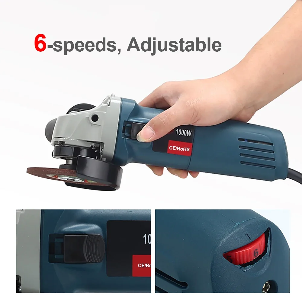 1000W Mini Polishing Machine Diamond Cutting Grinder 100mm 125mm 1000W 6 Speeds Electric Grinding Cutting Polishing Power Tool