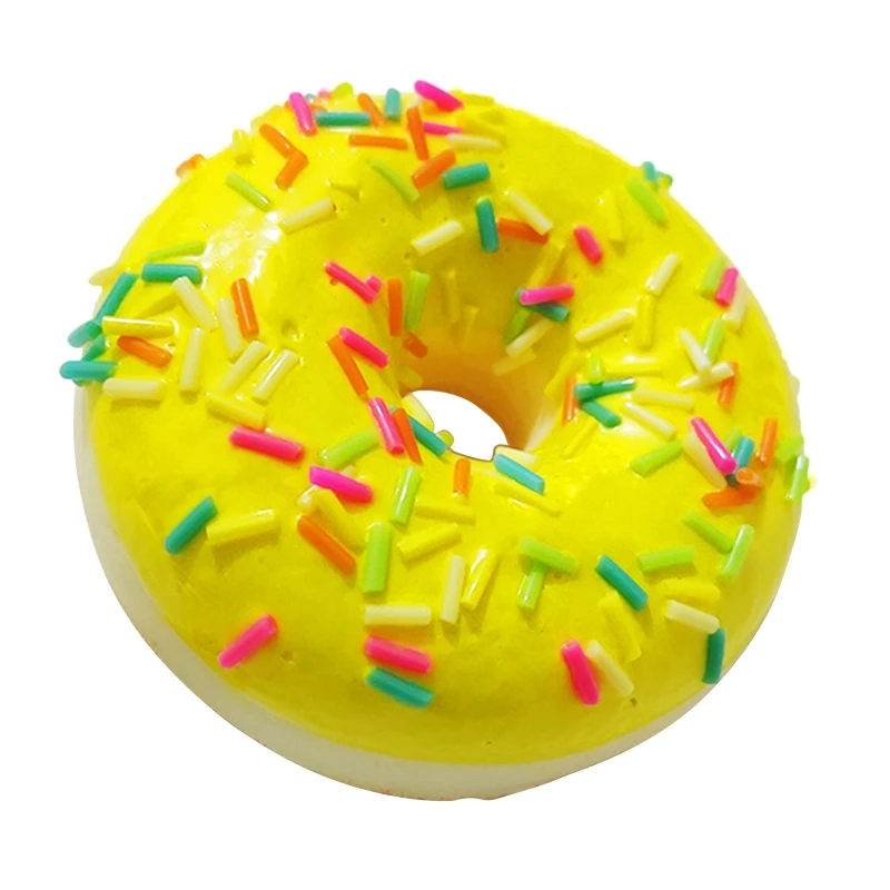 D7YD Soft Artificial Donut Bread Doughnuts Stress Relief Novelty Toy Squeeze Simulation Cake Model Wedding Decoration