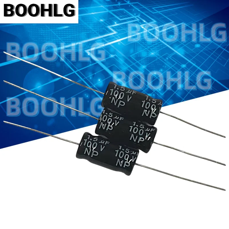 10PCS 1.5uF 100V NP Non-Polar Electrolytic Capacitor 8X17mm Horizontal Axial for Treble Crossover