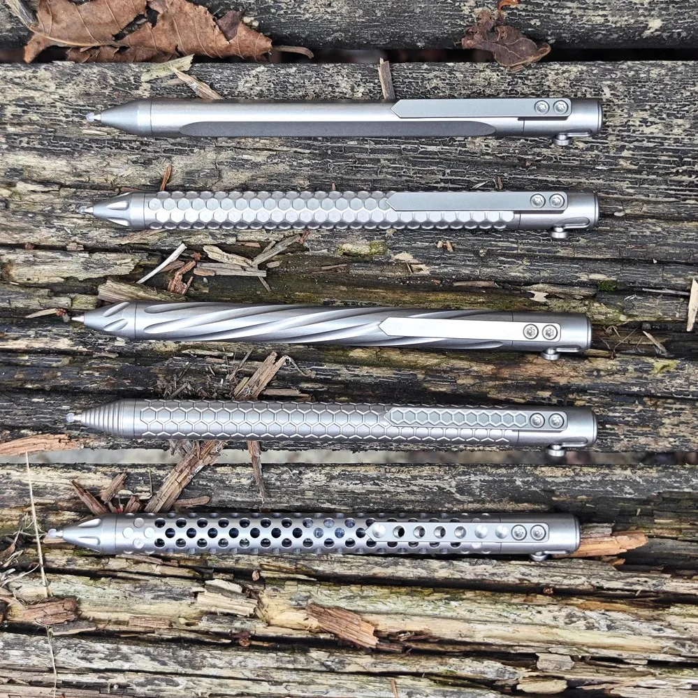 Imagem -05 - Cnc Usinado Titânio Edc Esferográfica Mecanismo de Parafuso de Tinta Canetas Táticas Acessórios Compatíveis com Strass Caneta pc