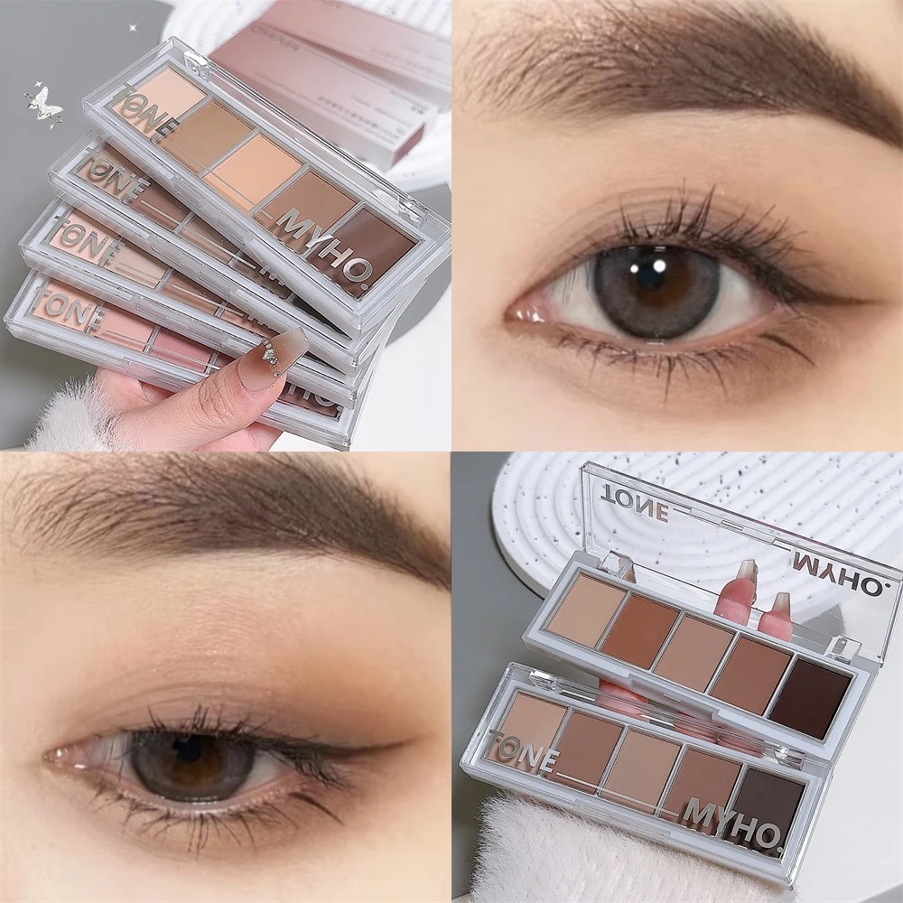 MYHO الكورية خمسة ألوان عينيه لوحة كاملة ماتي براون الوجه كونتور ظلال العيون المحمولة ماكياج العين الصباغ علبة ظلال العيون