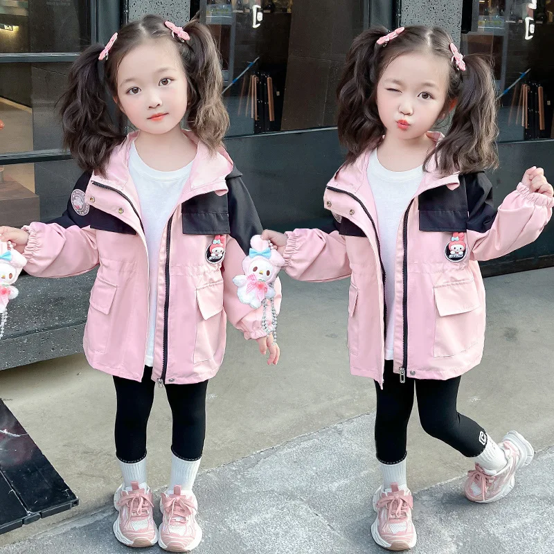 Veste à capuche dessin animé My Melody pour enfants, coupe-vent chaud Kawaii, vêtements de printemps et d'automne pour filles, Sanrios Kuromi