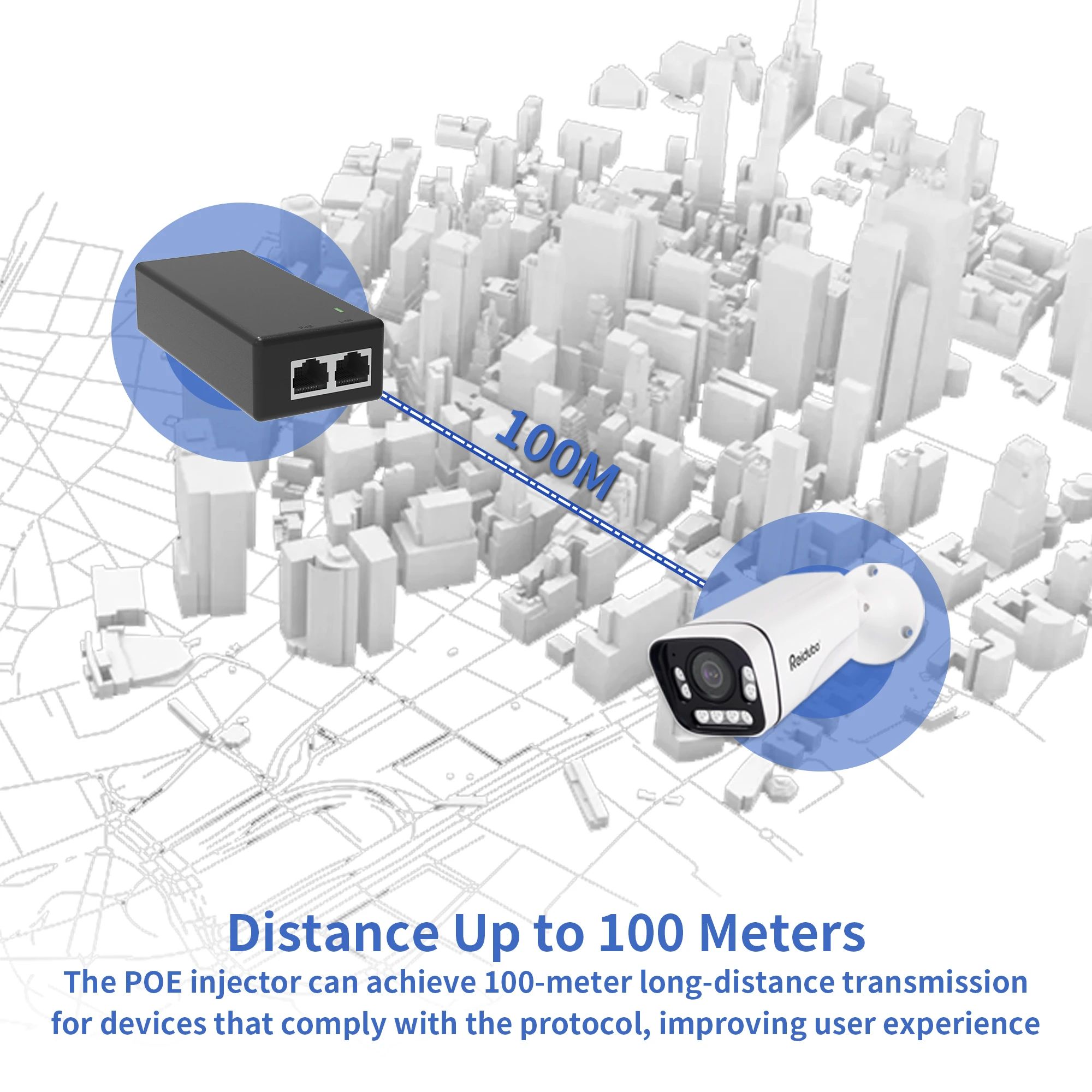 Gigabit Poe Injector Adapter 30W, Ieee 802.3 Af/At Conform, Converteert Niet-Poe Naar Poe + Netwerk, 10/100/1000Mbps Rj45, Plug & Play