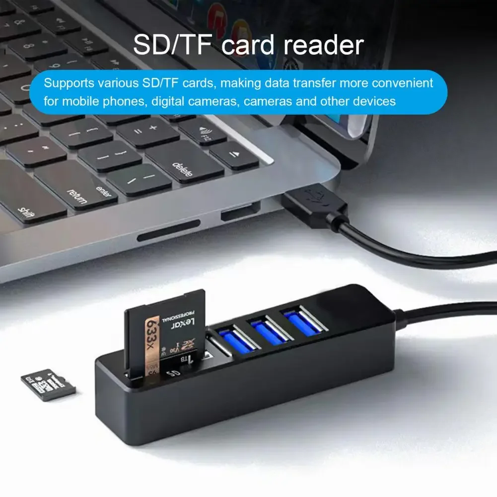 

USB Splitter Hub Reliable USB 2.0 Multi Splitter Adapter SD-Card/TF Card Reader Plug Play USB Hub