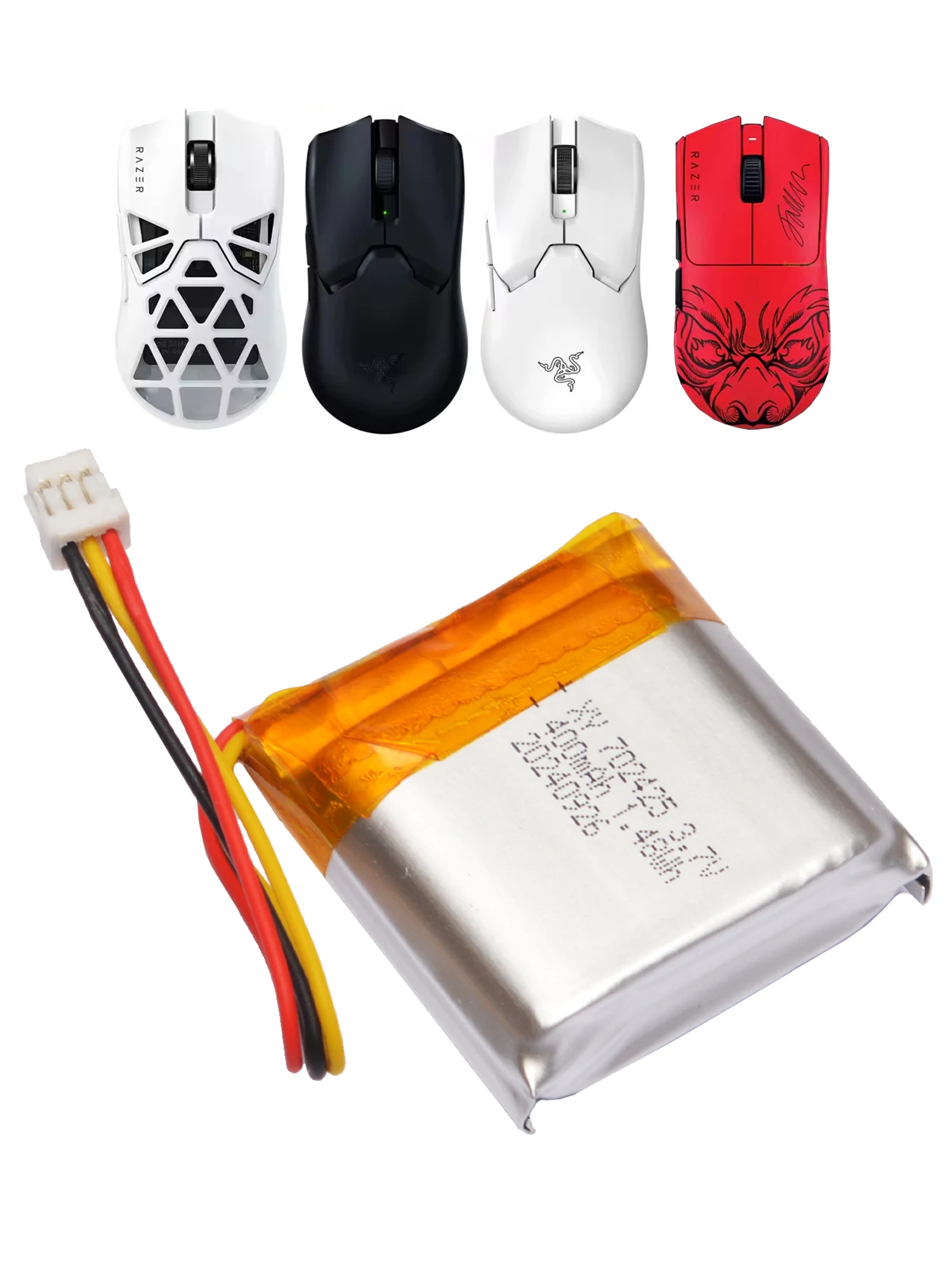 Batería de repuesto para ratón de 400mah para Razer Viper V2 Pro, V3 Pro Faker Edition, Viper Mini Signature Edition, Viper Ultimate