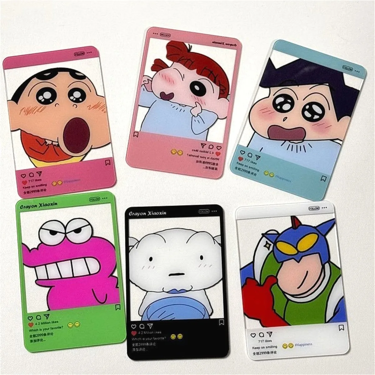 

Crayon Shin chan Transparent Acrylic Card 3inch Ins Style Anime Figures Cartoon ACG Goods Cards Game Collection Cards Toy Gift